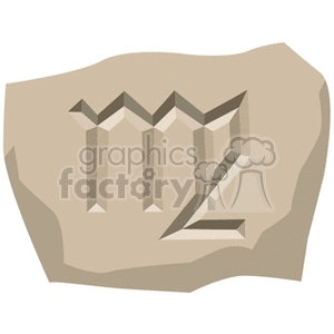 Clipart image depicting the horoscope symbol for Scorpio, carved into a stone tablet.