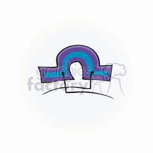 Cartoon clipart of the Libra star sign, depicted with a stylized blue and purple Libra symbol.