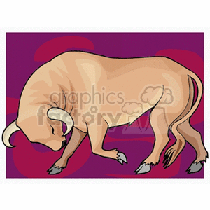 Clipart image of a bull representing the Taurus zodiac sign with a purple background.