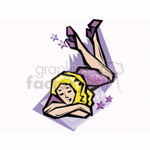 Colorful clipart illustration of a person with blonde hair, dressed in purple, lying down. The image appears to represent a figure associated with horoscopes, possibly Virgo or similar star signs.