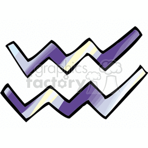 A colorful clipart image of the Aquarius zodiac sign, depicted by two wavy lines.