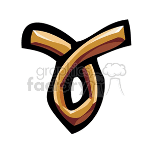 A stylized clipart image of the Taurus zodiac sign symbol, depicted in a golden, horn-like design with bold outlines.