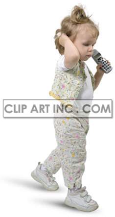 Little Girl Holding a Telephone While Walking