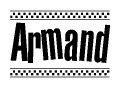 Armand Bold Text with Racing Checkerboard Pattern Border