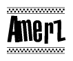 Amerz Bold Text with Racing Checkerboard Pattern Border