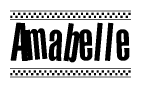 The clipart image displays the text Amabelle in a bold, stylized font. It is enclosed in a rectangular border with a checkerboard pattern running below and above the text, similar to a finish line in racing. 