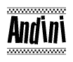 Andini Bold Text with Racing Checkerboard Pattern Border