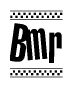 The clipart image displays the text Bmr in a bold, stylized font. It is enclosed in a rectangular border with a checkerboard pattern running below and above the text, similar to a finish line in racing. 