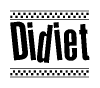 The clipart image displays the text Didiet in a bold, stylized font. It is enclosed in a rectangular border with a checkerboard pattern running below and above the text, similar to a finish line in racing. 
