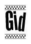 The clipart image displays the text Gid in a bold, stylized font. It is enclosed in a rectangular border with a checkerboard pattern running below and above the text, similar to a finish line in racing. 
