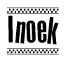 The clipart image displays the text Inoek in a bold, stylized font. It is enclosed in a rectangular border with a checkerboard pattern running below and above the text, similar to a finish line in racing. 