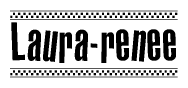 The clipart image displays the text Laura-renee in a bold, stylized font. It is enclosed in a rectangular border with a checkerboard pattern running below and above the text, similar to a finish line in racing. 