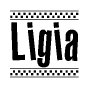 Ligia Bold Text with Racing Checkerboard Pattern Border