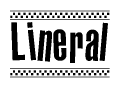 Lineral Bold Text with Racing Checkerboard Pattern Border