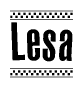 Lesa Bold Text with Racing Checkerboard Pattern Border