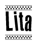 Lita Bold Text with Racing Checkerboard Pattern Border