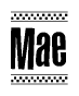 The clipart image displays the text Mae in a bold, stylized font. It is enclosed in a rectangular border with a checkerboard pattern running below and above the text, similar to a finish line in racing. 