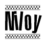 The clipart image displays the text Niloy in a bold, stylized font. It is enclosed in a rectangular border with a checkerboard pattern running below and above the text, similar to a finish line in racing. 