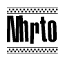The clipart image displays the text Nhrto in a bold, stylized font. It is enclosed in a rectangular border with a checkerboard pattern running below and above the text, similar to a finish line in racing. 