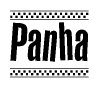 The clipart image displays the text Panha in a bold, stylized font. It is enclosed in a rectangular border with a checkerboard pattern running below and above the text, similar to a finish line in racing. 