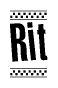The clipart image displays the text Rit in a bold, stylized font. It is enclosed in a rectangular border with a checkerboard pattern running below and above the text, similar to a finish line in racing. 