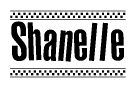 The clipart image displays the text Shanelle in a bold, stylized font. It is enclosed in a rectangular border with a checkerboard pattern running below and above the text, similar to a finish line in racing. 