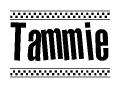 The clipart image displays the text Tammie in a bold, stylized font. It is enclosed in a rectangular border with a checkerboard pattern running below and above the text, similar to a finish line in racing. 