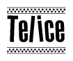 The clipart image displays the text Telice in a bold, stylized font. It is enclosed in a rectangular border with a checkerboard pattern running below and above the text, similar to a finish line in racing. 