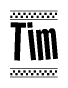 The clipart image displays the text Tim in a bold, stylized font. It is enclosed in a rectangular border with a checkerboard pattern running below and above the text, similar to a finish line in racing. 