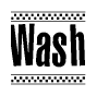 The image contains the text Wash in a bold, stylized font, with a checkered flag pattern bordering the top and bottom of the text.