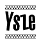 The image contains the text Ysze in a bold, stylized font, with a checkered flag pattern bordering the top and bottom of the text.