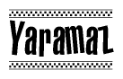 The clipart image displays the text Yaramaz in a bold, stylized font. It is enclosed in a rectangular border with a checkerboard pattern running below and above the text, similar to a finish line in racing. 