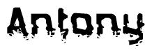 The image contains the word Antony in a stylized font with a static looking effect at the bottom of the words