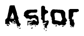The image contains the word Astor in a stylized font with a static looking effect at the bottom of the words