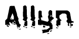 The image contains the word Allyn in a stylized font with a static looking effect at the bottom of the words