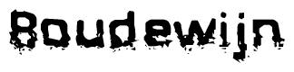 The image contains the word Boudewijn in a stylized font with a static looking effect at the bottom of the words
