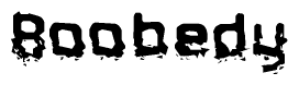 The image contains the word Boobedy in a stylized font with a static looking effect at the bottom of the words