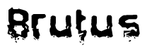   The image contains the word Brutus in a stylized font with a static looking effect at the bottom of the words 