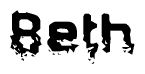 The image contains the word Beth in a stylized font with a static looking effect at the bottom of the words