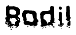   The image contains the word Bodil in a stylized font with a static looking effect at the bottom of the words 