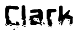 The image contains the word Clark in a stylized font with a static looking effect at the bottom of the words