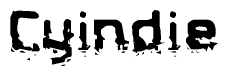 The image contains the word Cyindie in a stylized font with a static looking effect at the bottom of the words