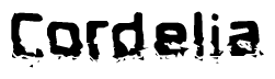 The image contains the word Cordelia in a stylized font with a static looking effect at the bottom of the words