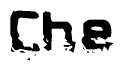 This nametag says Che, and has a static looking effect at the bottom of the words. The words are in a stylized font.