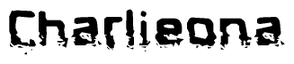 The image contains the word Charlieona in a stylized font with a static looking effect at the bottom of the words
