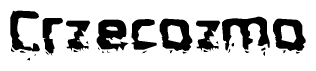 The image contains the word Crzecozmo in a stylized font with a static looking effect at the bottom of the words