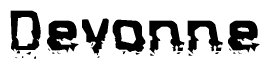 The image contains the word Devonne in a stylized font with a static looking effect at the bottom of the words