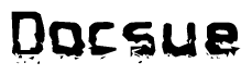 The image contains the word Docsue in a stylized font with a static looking effect at the bottom of the words