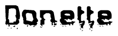 The image contains the word Donette in a stylized font with a static looking effect at the bottom of the words