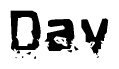 This nametag says Dav, and has a static looking effect at the bottom of the words. The words are in a stylized font.